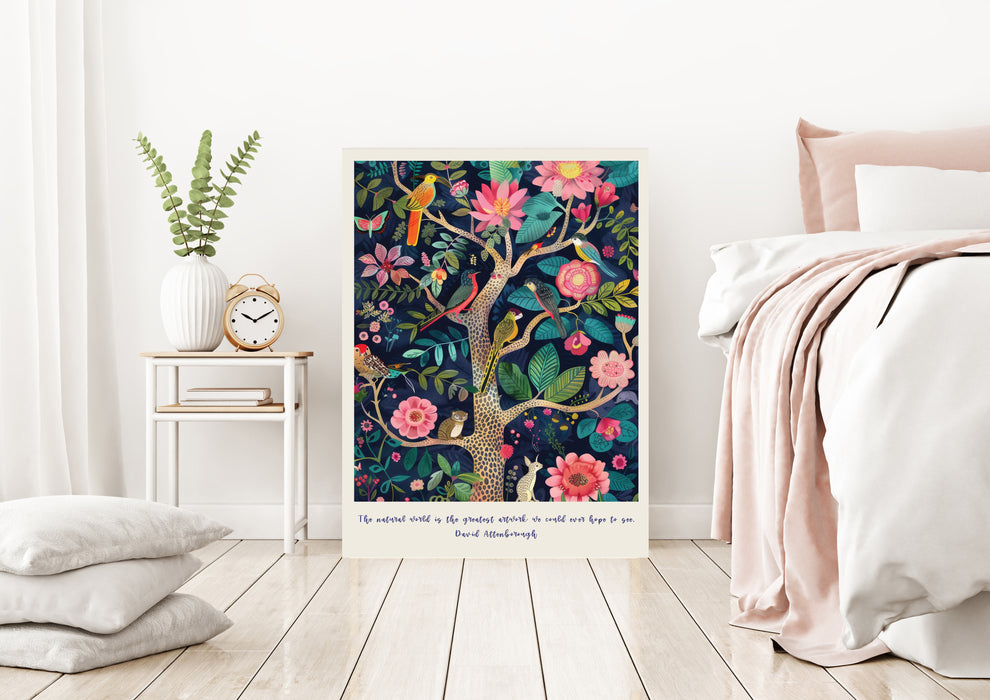 David Attenborough Botanical Jungle Quote Art Print