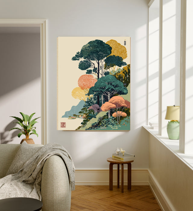 Japanese Mountain Forest Art Print