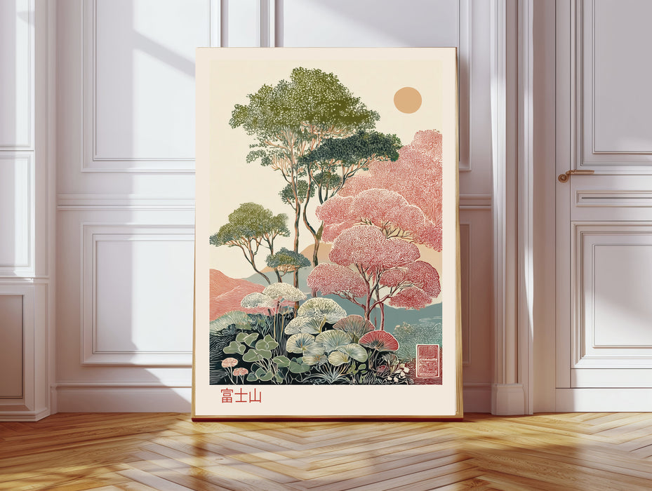 Japanese Tree Landscape Vintage Art Print