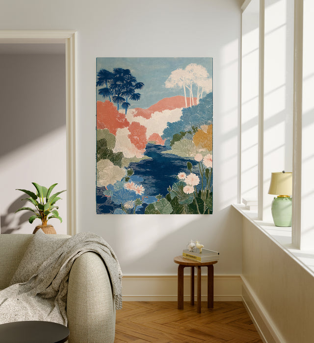 Japanese Mountain Landscape Set Of Two Art Prints