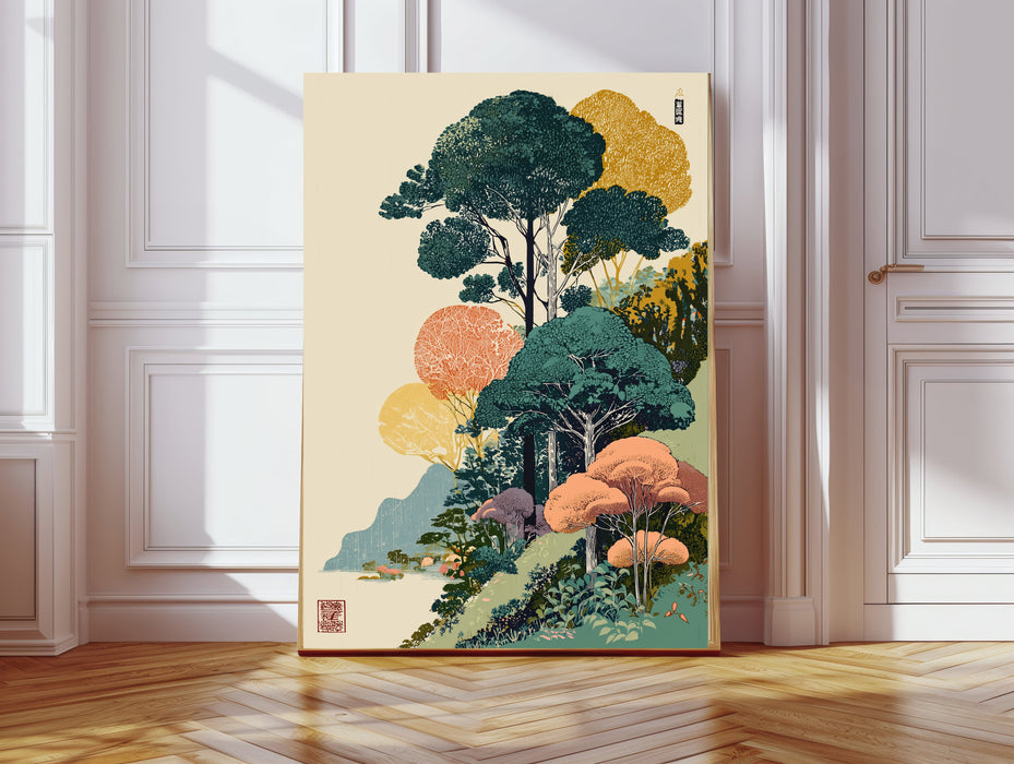 Japanese Mountain Forest Art Print