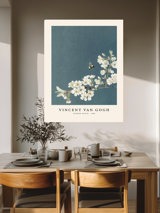 Blossom & Bee – Van Gogh  Floral Art Print in Slate Blue