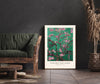 Van Gogh Almond Blossom reimagined in emerald and rose pink, giclee art print