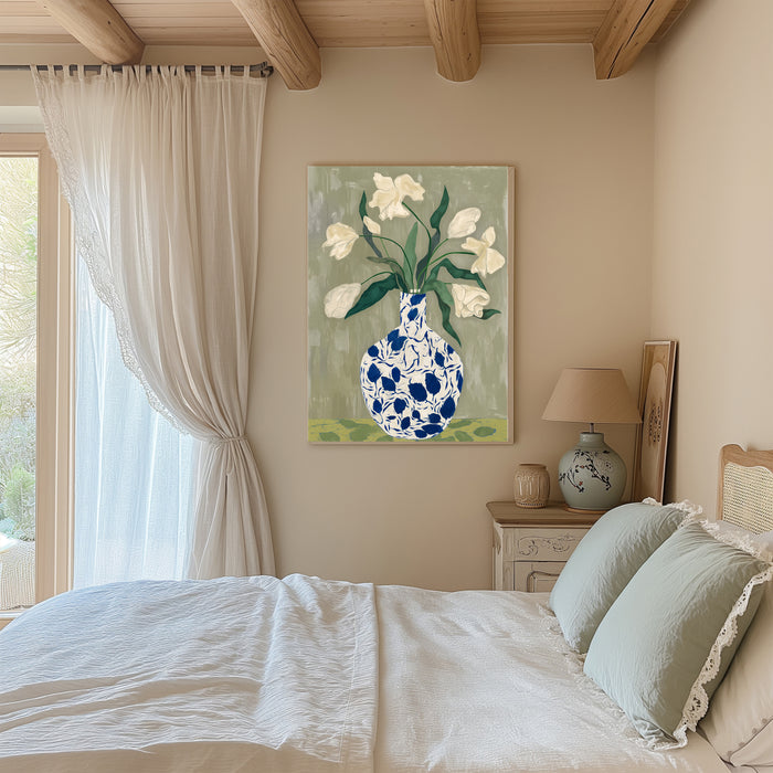 Still Life Sage Green Flower Vase Art Print