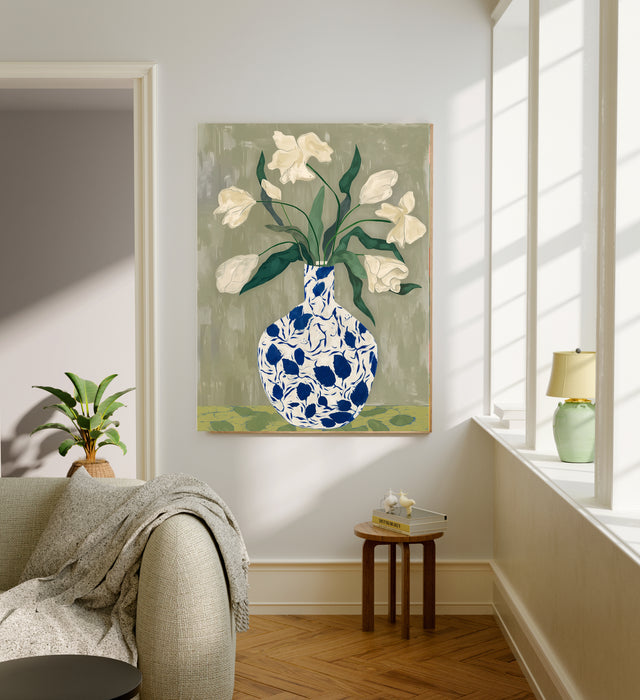Still Life Sage Green Flower Vase Art Print