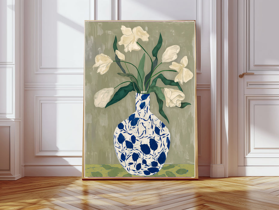 Still Life Sage Green Flower Vase Art Print
