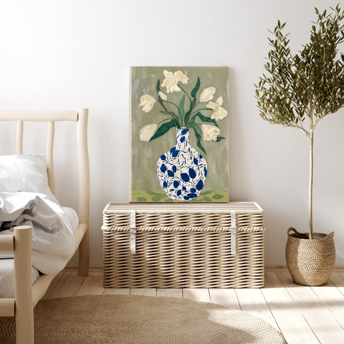 Still Life Sage Green Flower Vase Art Print