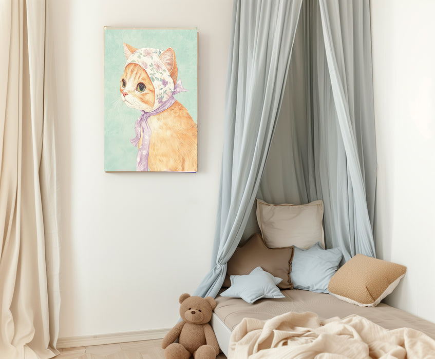 Vintage Nursery Cat Art Print