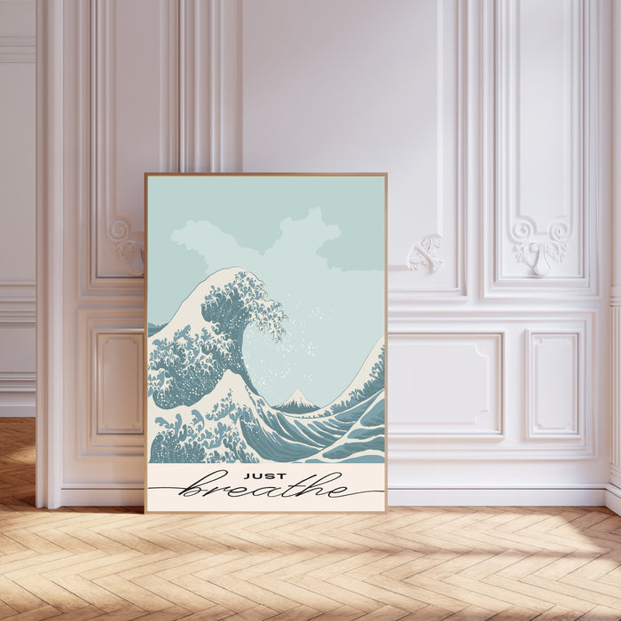 'Just Breathe' Blue Wave Art Print