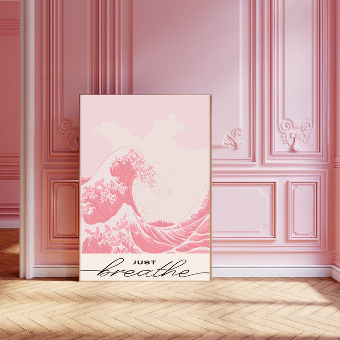 'Just Breathe' Pink Wave Art Print