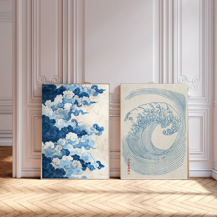 Japanese Style Wave Sea Prints Set Of Two