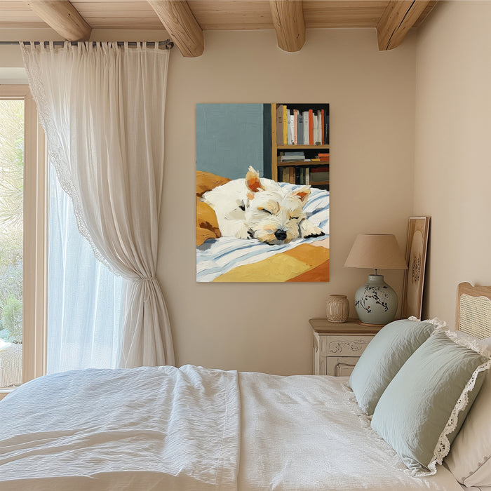 Westie Dog Sleeping Portrait Art Print
