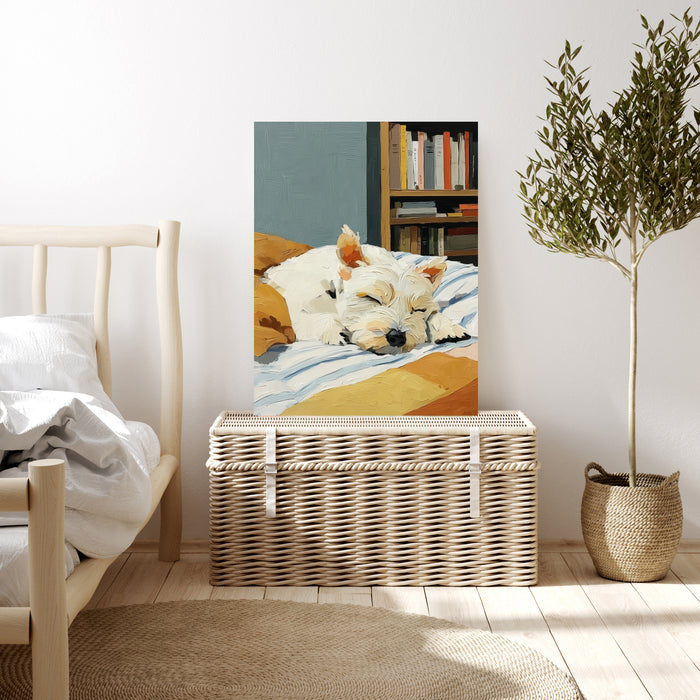 Westie Dog Sleeping Portrait Art Print