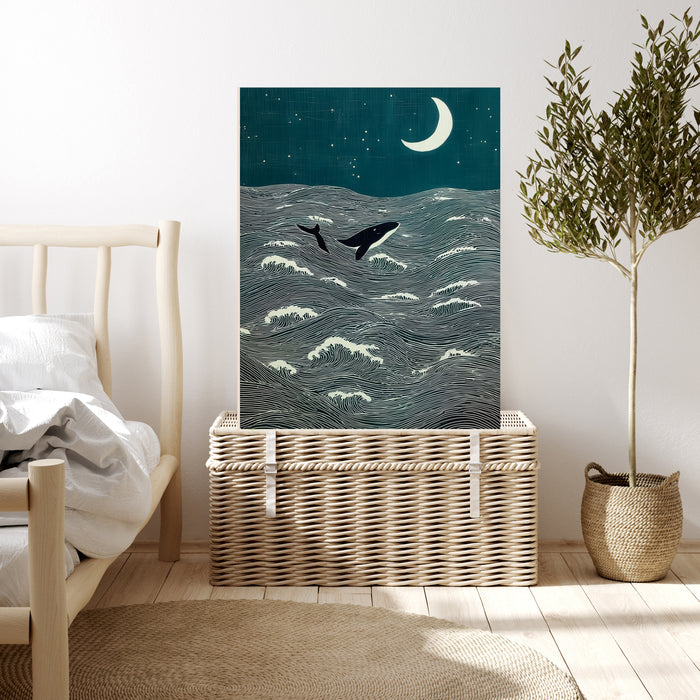 Japanese Woodblock Orca Whale Art Print