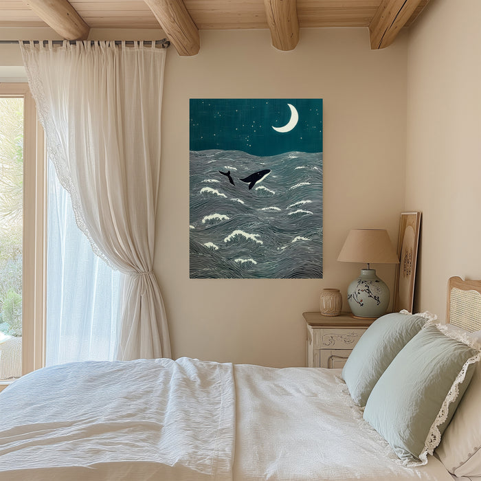 Japanese Woodblock Orca Whale Art Print