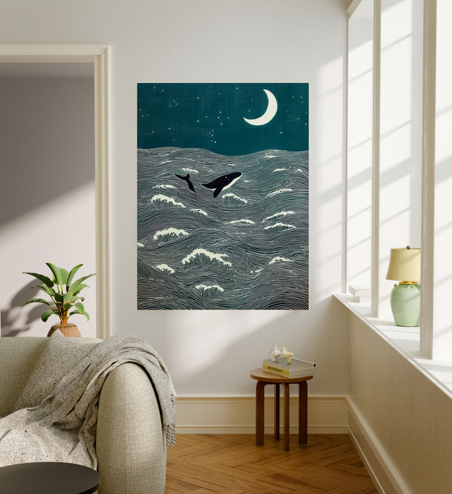Japanese Woodblock Orca Whale Art Print