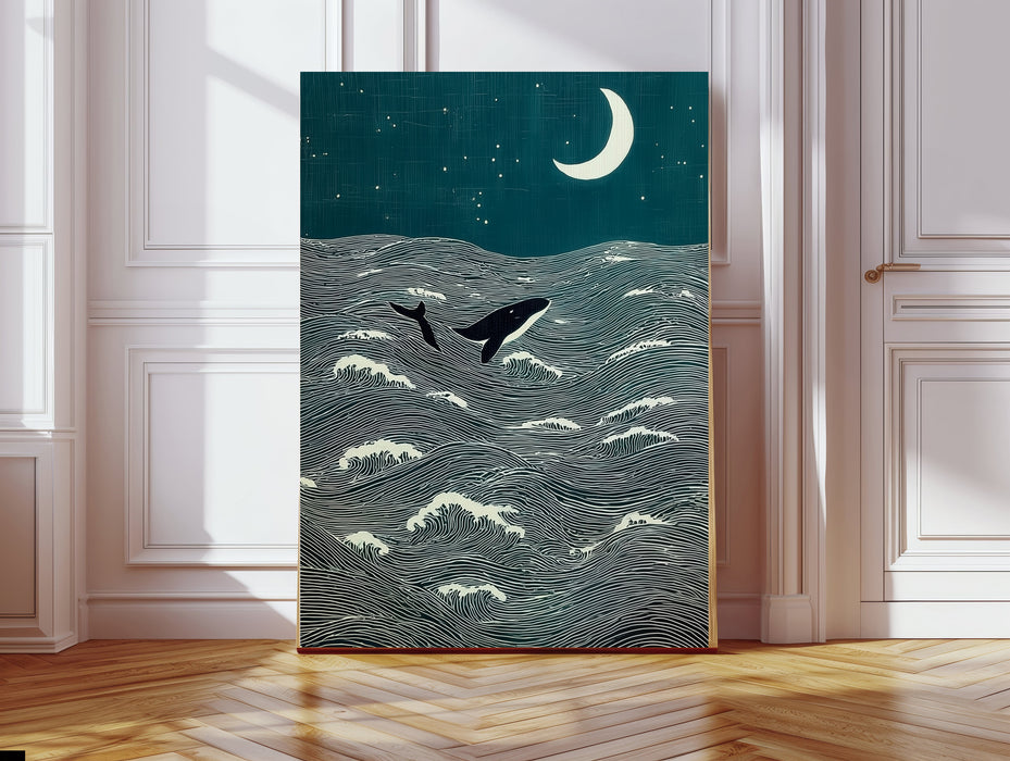 Japanese Woodblock Orca Whale Art Print