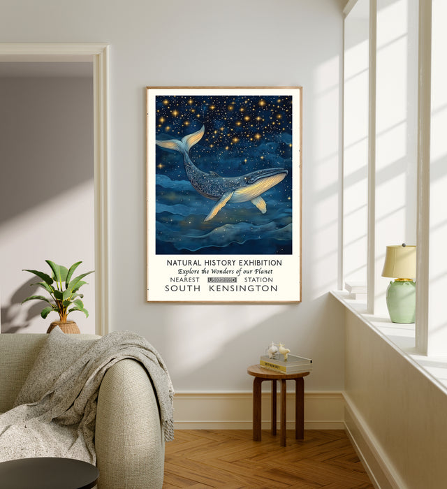 Natural History Midnight Whale Museum Art Print
