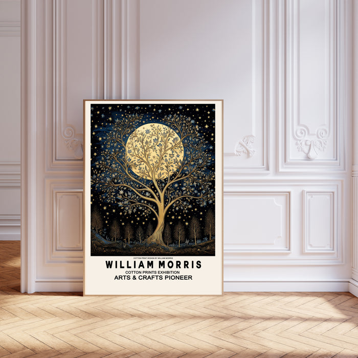 William Morris Inspired Moon and Tree Art Print