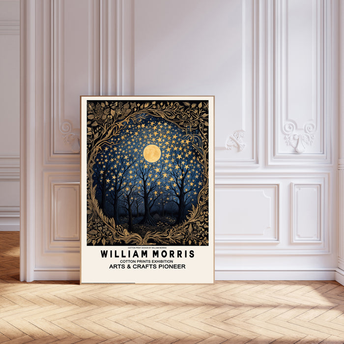 William Morris Inspired Moon and Tree Art Print