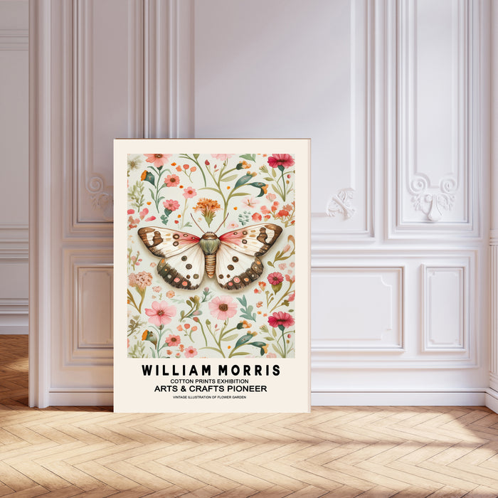 William Morris Cream Butterflies Flower Art Print