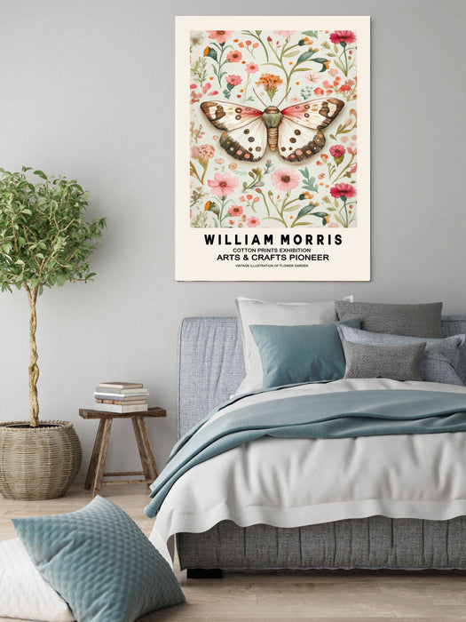 William Morris Cream Butterflies Flower Art Print