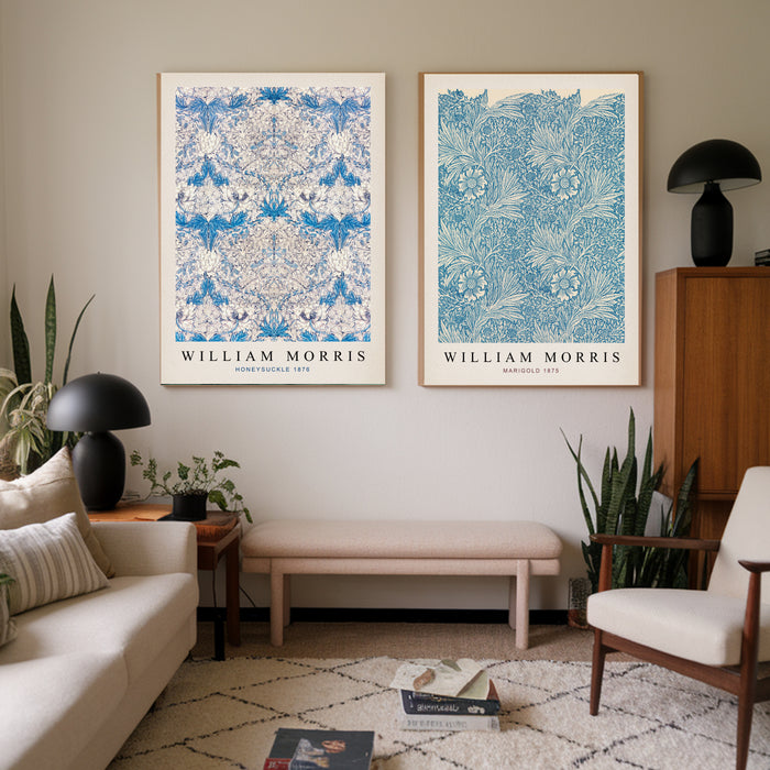 William Morris Blue Floral Set Of Two Art Prints