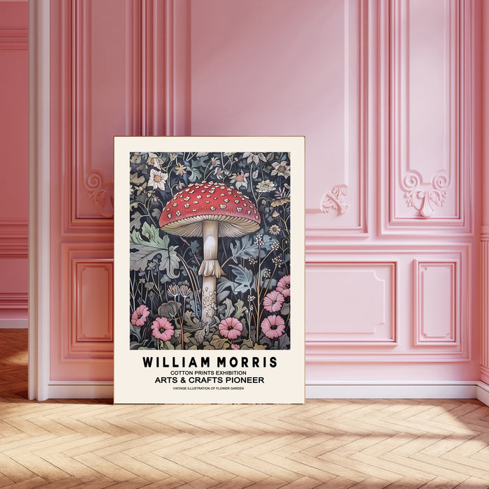 William Morris Inspired Mushroom Flower Art Print