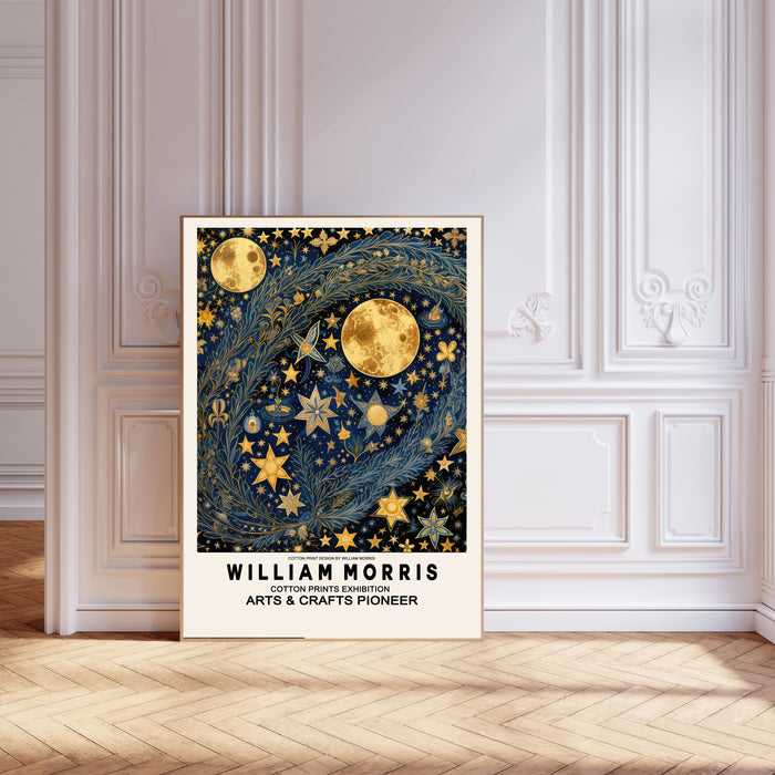 William Morris Inspired Moon and Stars Art Print