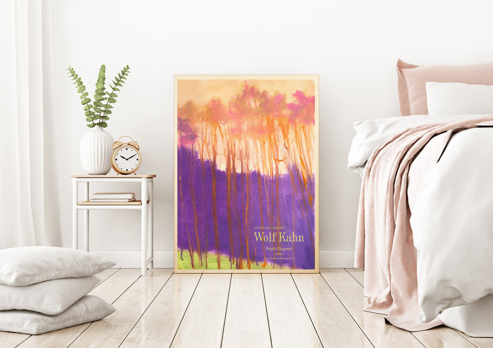 Wolf Kahn Purple and Orange Trees Landscape Art Print