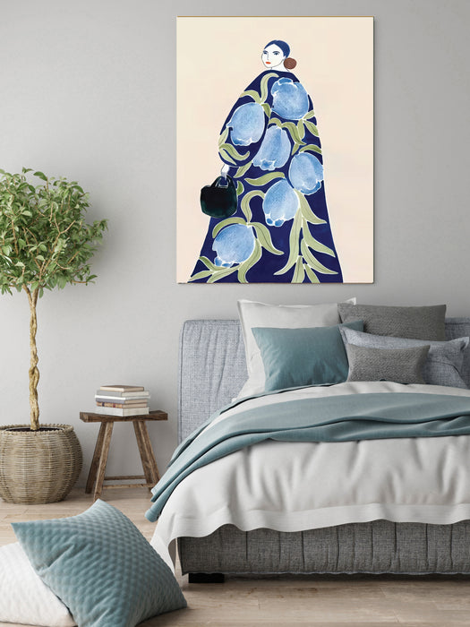 Female Figurative Blue Flower Art Print