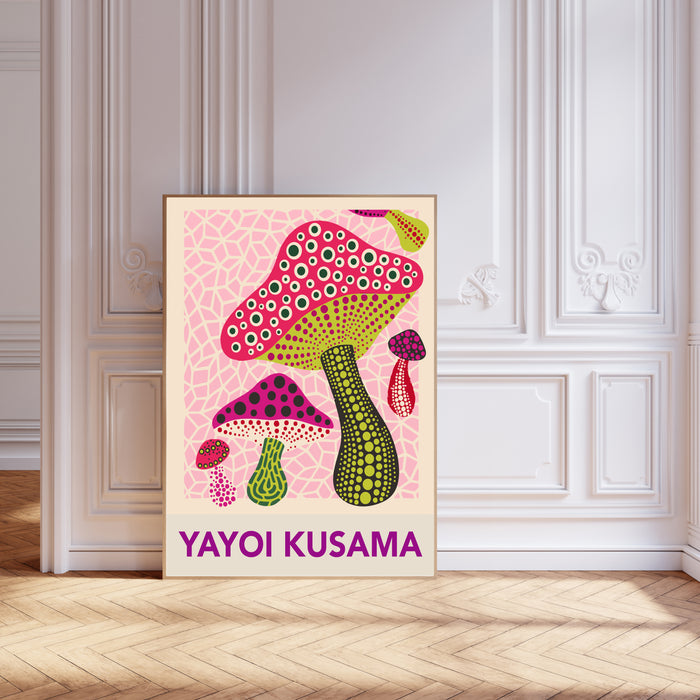 Yayoi Kusama Pink Mushroom Art Print