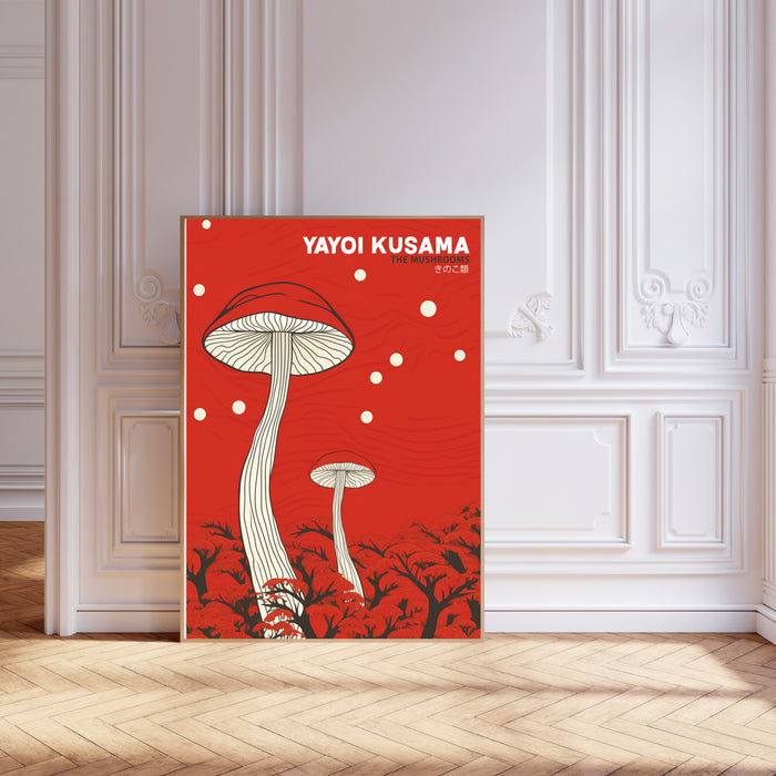 Yayoi Kusama Inspired Red Mushroom Art Print