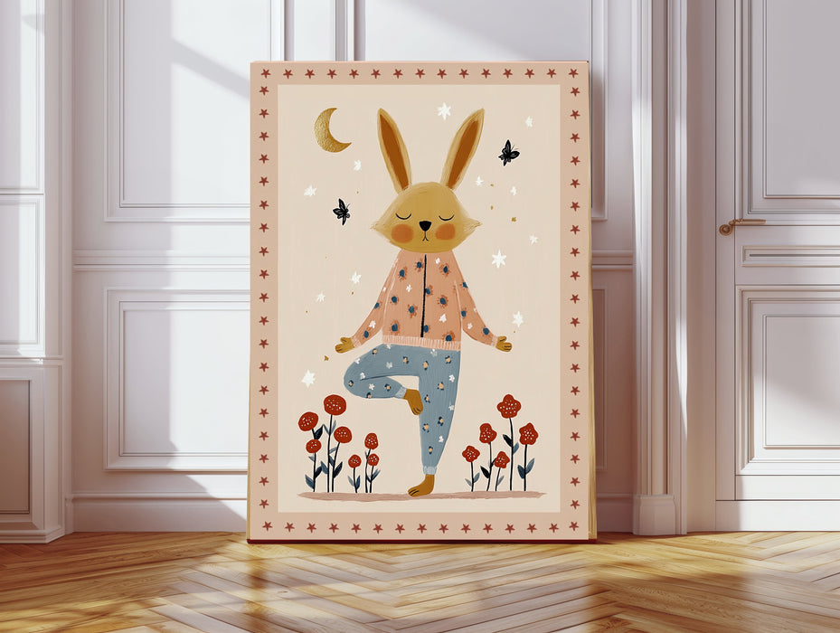 Yoga Rabbit Nursery Art Print
