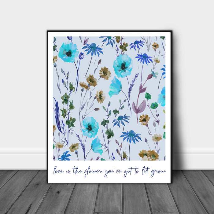 Blue Flower Quote Print