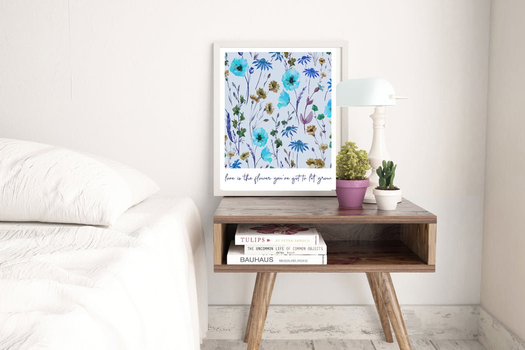 Blue Flower Quote Print