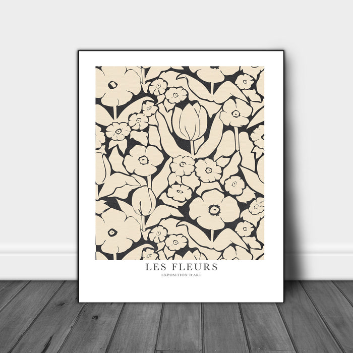 Noir Cream Flower Print