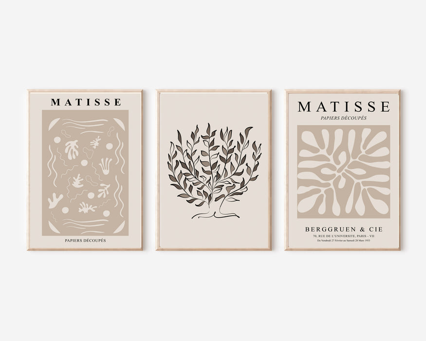 Gallery Wall Sets Cream, Netural Matisse Tree Prints