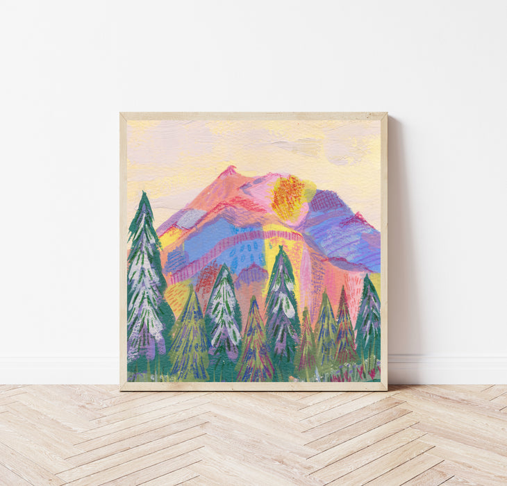 Landscape Mountain Trees Art Print