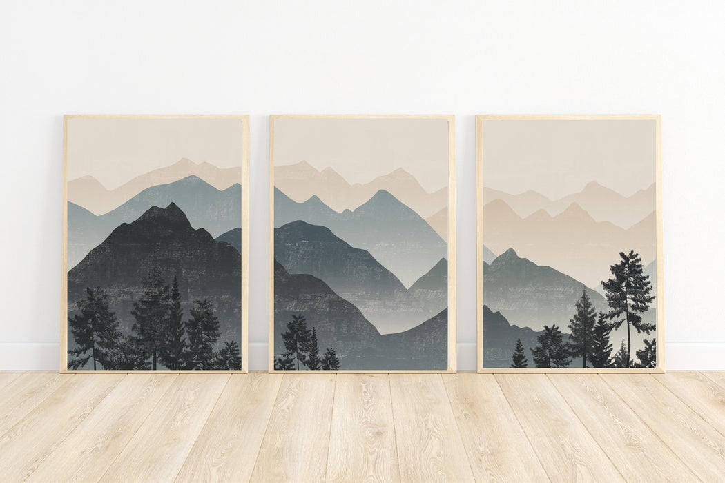 Mountain Landscape Gallery Wall Sets Blue