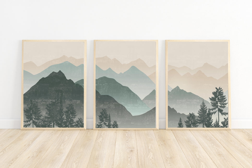 Mountain Landscape Gallery Wall Sets Green
