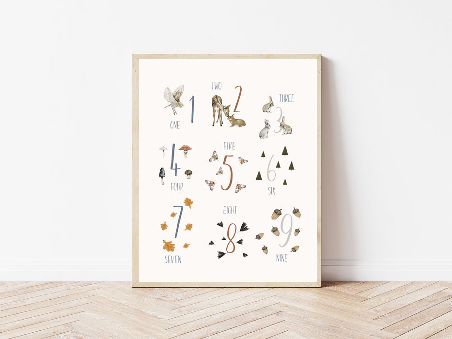 Forest Animal Numbers Giclee Print